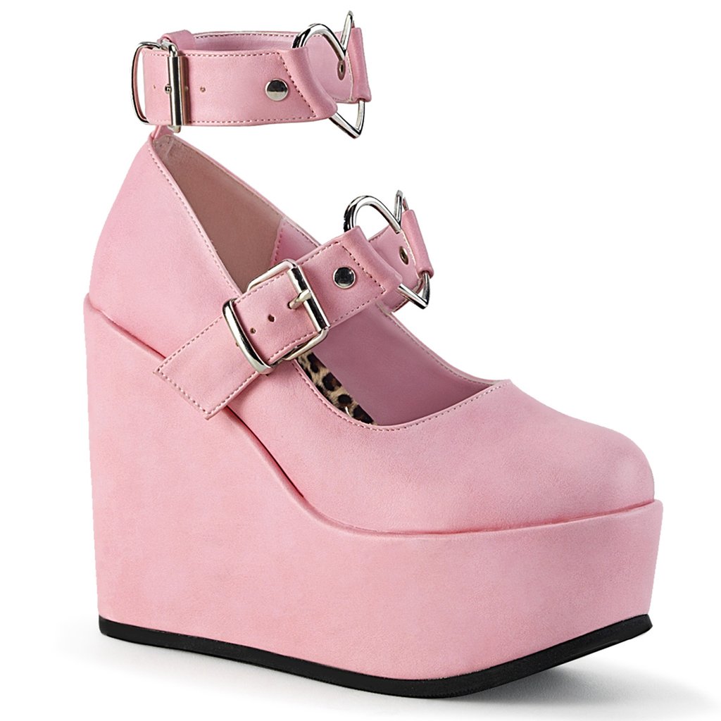 Chaussures Plateforme Demonia Poison 99 2 Vegan Cuir Femme - Rose 25370-GQZS